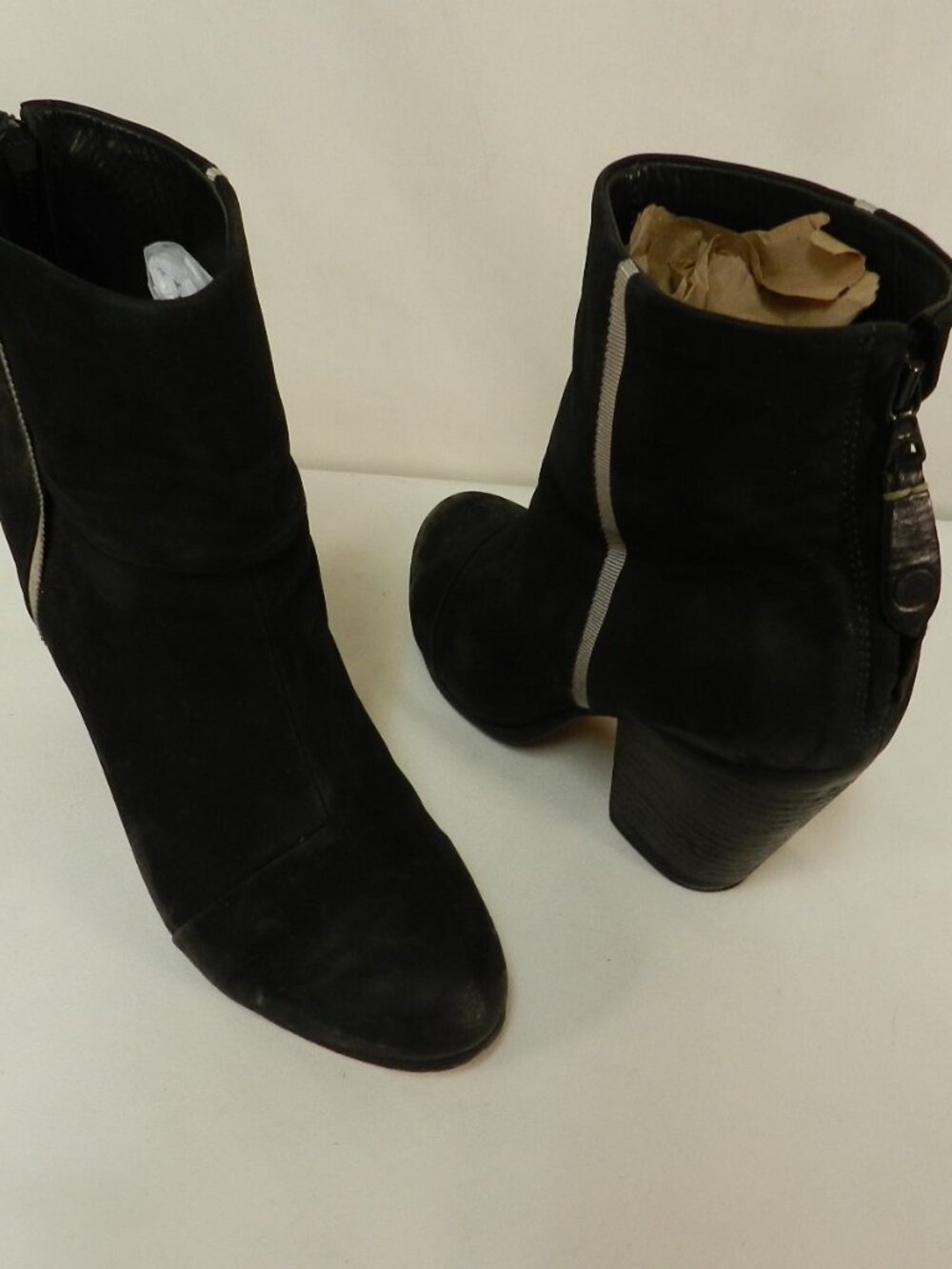 Rag & Bone Newbury suede leather block heel boots booties zip up Size Sz 40 US 9